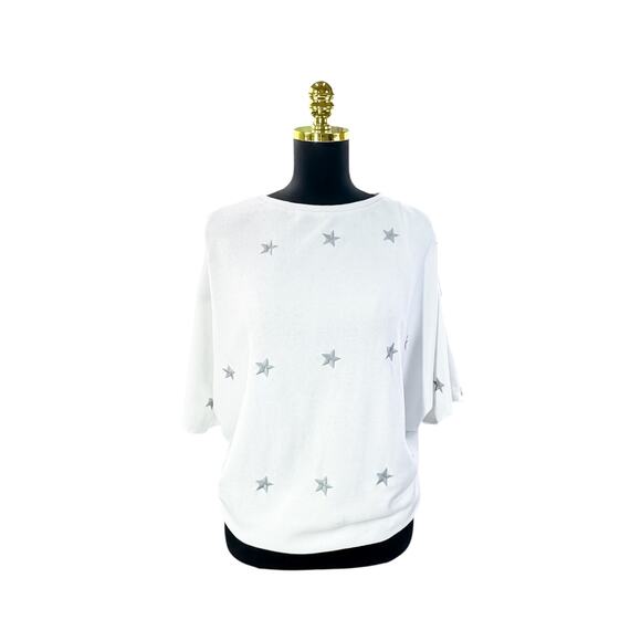 Easel LA White Cold Shoulder Star Print Top - Size L - Picture 1 of 7